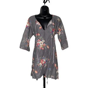 Johnny Was Grey Floral Swim Cover Up Dress Size Small